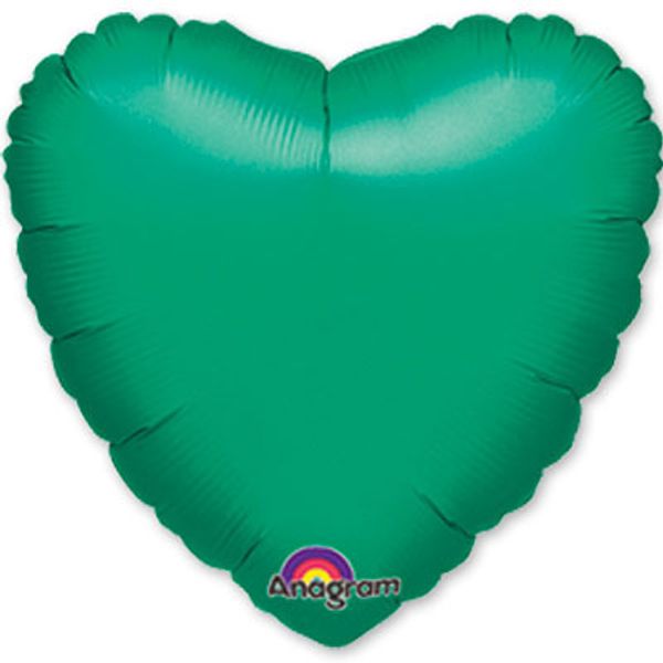 Шар сердце Металлик зеленый 45см