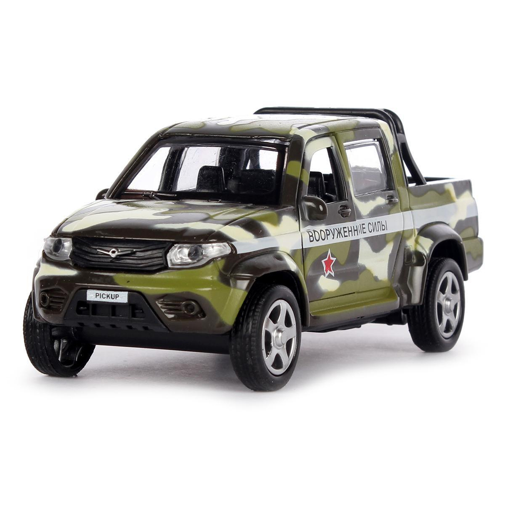 Модель ин. мет. "Uaz Pickup. Военный" 12см. открыв. двери, багаж. PICKUP-MIL (Технопарк)