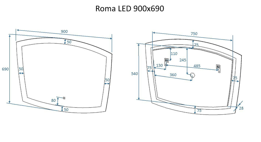 Зеркало с подсветкой ART&MAX ROMA AM-Rom-900-700-DS-F
