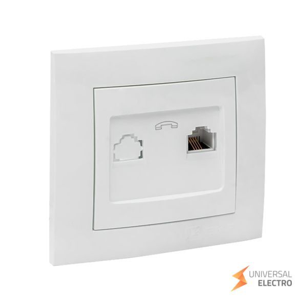 Валенсия розетка телефонная RJ-11 1-местная белая EKF PROxima