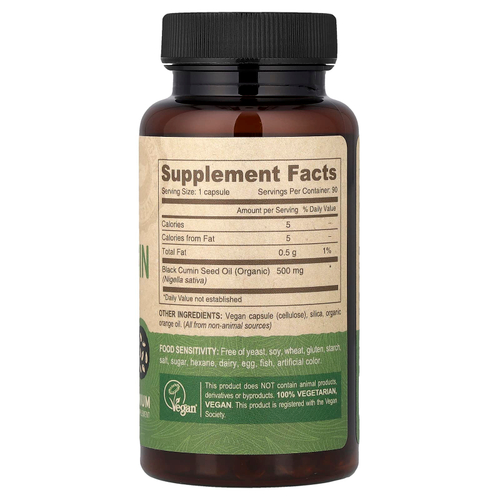 Deva, веганское масло из семян черного тмина, 90 веганских капсул (500 мг в капсуле)