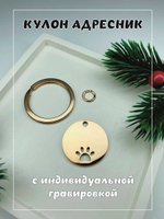Кулон адресник, хромированный, с лапой, круглый, розовое золото