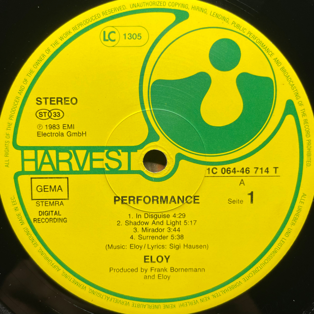 Eloy ‎– Performance (Европа 1983г.)
