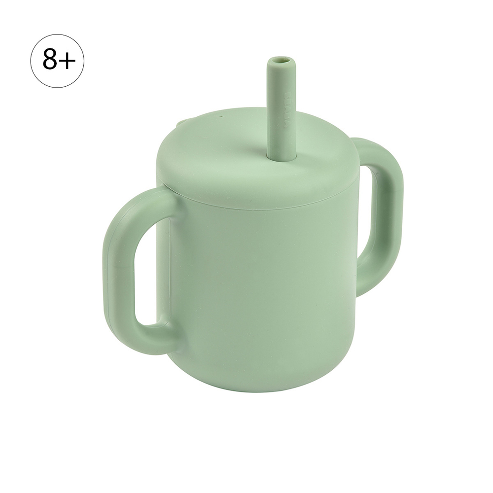 Детский силиконовый поильник с трубочкой BEABA 170 мл зеленый