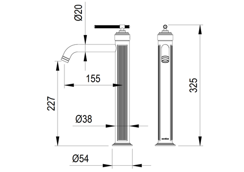 Смеситель для умывальника высокий ETERNA BRONZE