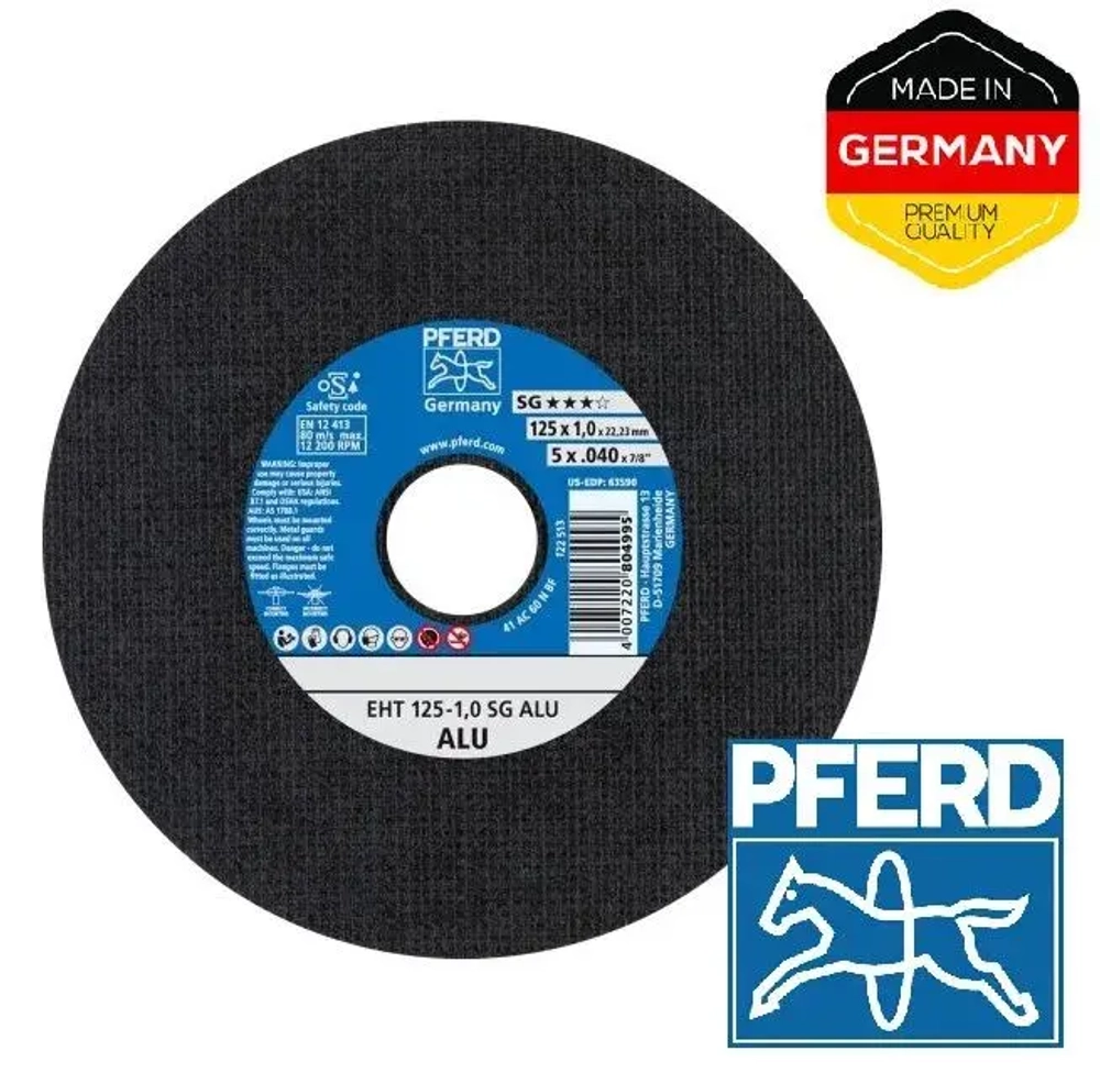 Круг отрезной по алюминию PFERD 125 x 1 x 22.23 SG ALU (2 шт)