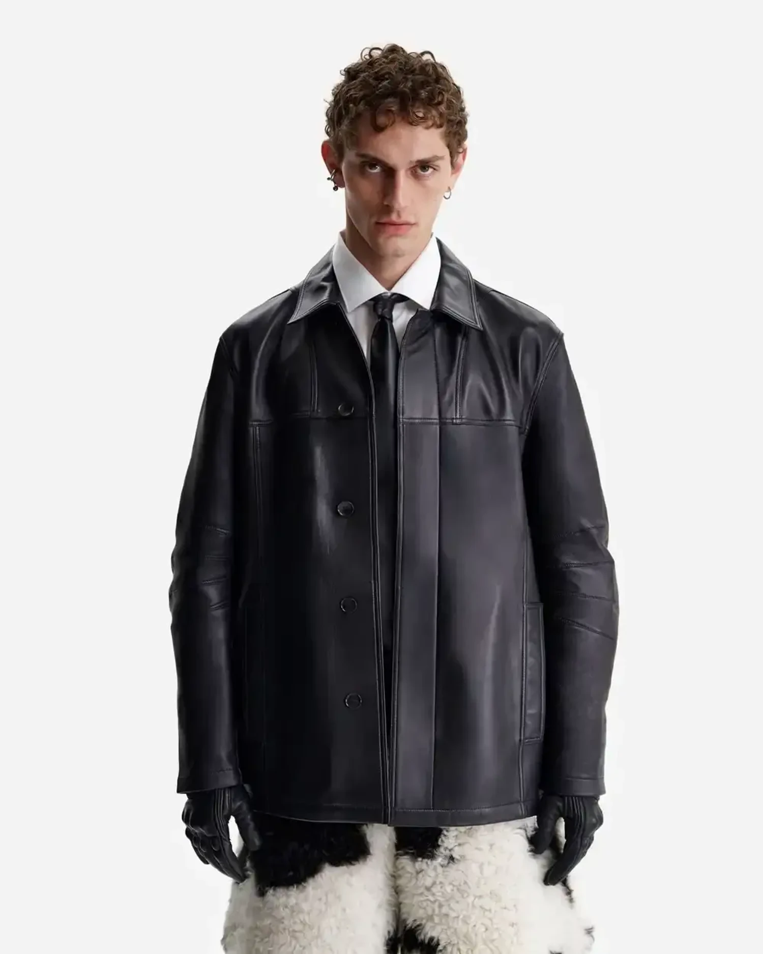 Куртка-рубашка из кожи Наппа