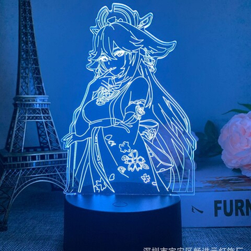 Акриловый светильник на черной подставке "Genshin Impact / Геншин - Яэ Мико"