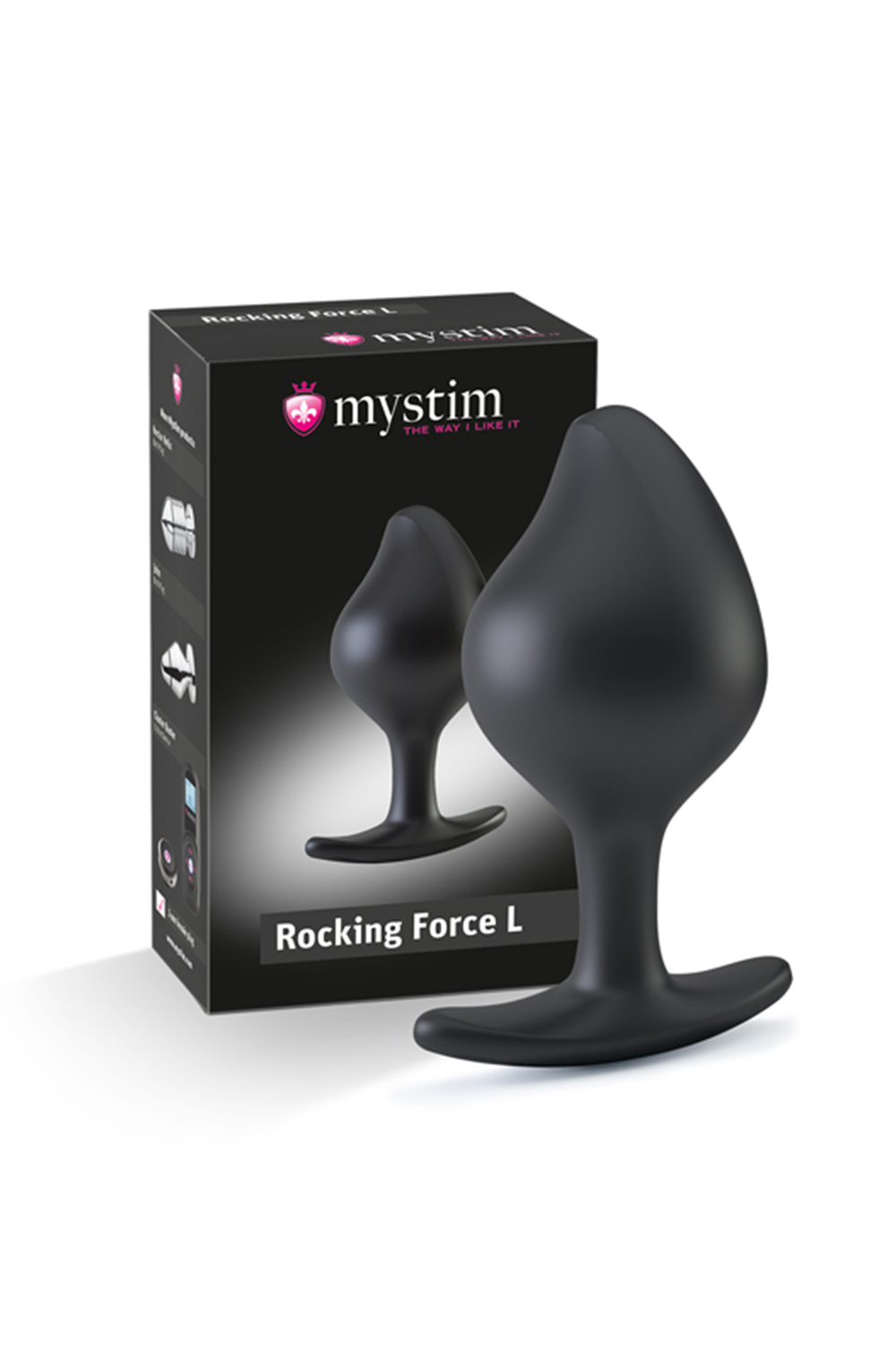 Анальная пробка MystimRocking Force L, электростимуляция, силикон, черная,  4,7 см