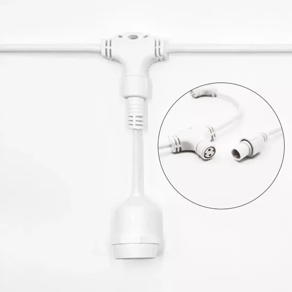 Белт-Лайт UNIBELT 5 м., провод белый Каучук, шаг 50 см., 10 подвесных патронов, IP65, LTC (UBL5m/10L-8)