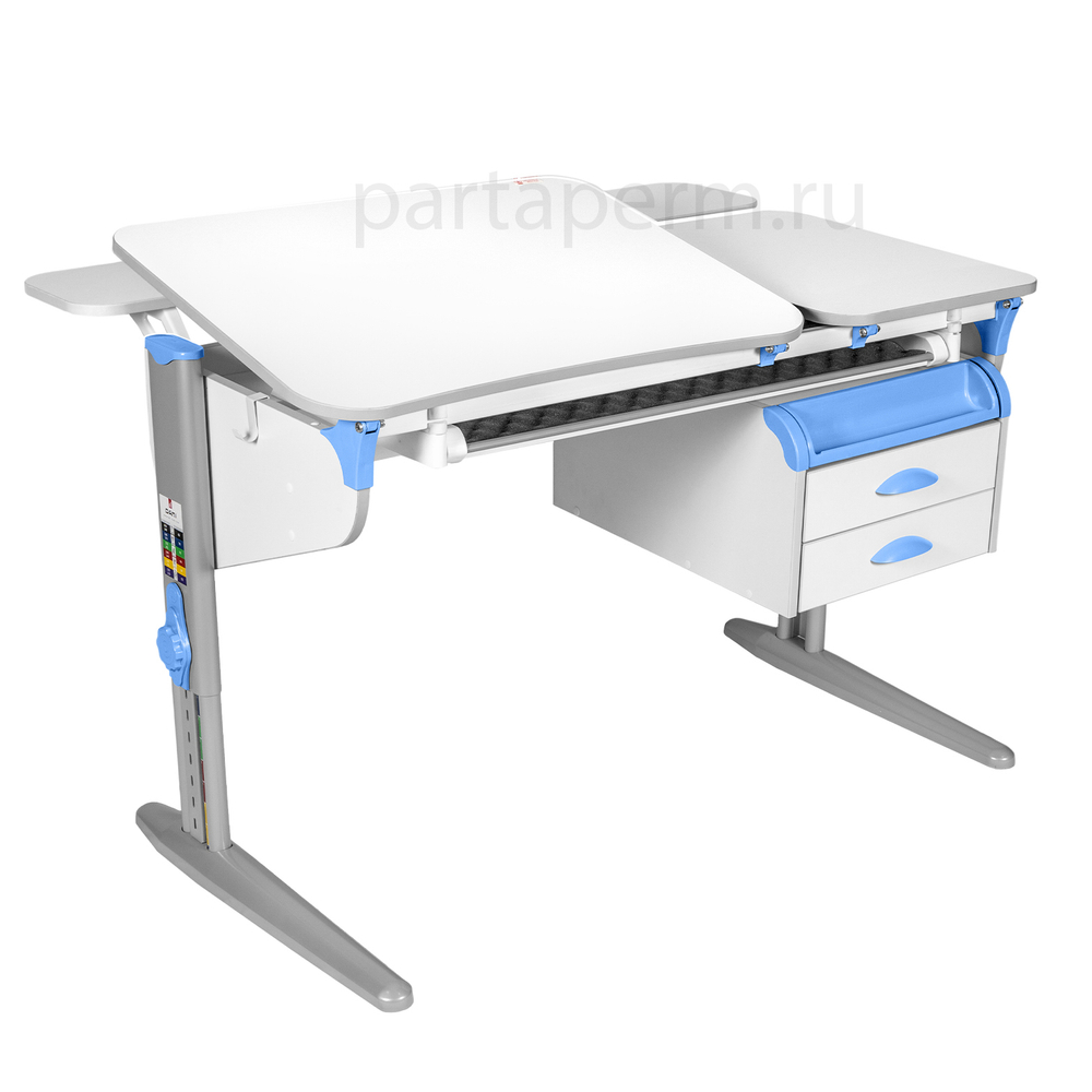 Растущая парта Дэми СУТ 45 с лотком и тумбой ТСН.05 с полками СУТ.45.350 (1200×820 мм)