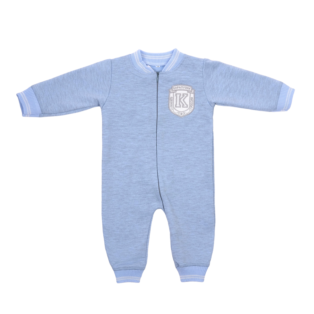 Комбинезон с начесом голубой с нашивкой