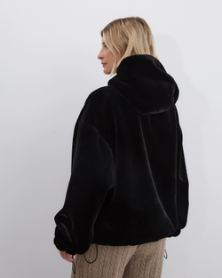 Анорак из искусственного меха стриженной норки черный