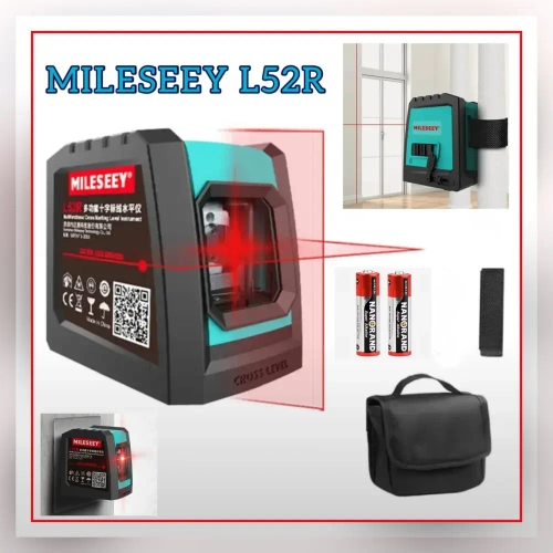 Лазерный уровень Mileseey L52R, с магнитным держателем, крепежной лентой, красный луч, Нивелир, для небольших помещений версия от ААх2 батареек