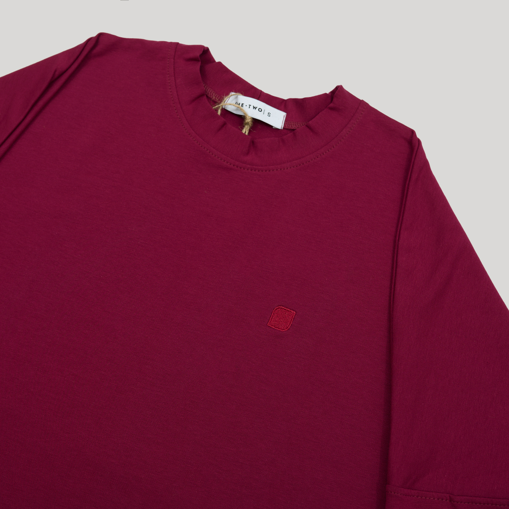 LS T-Shirt Wavy Hem Beaujolais