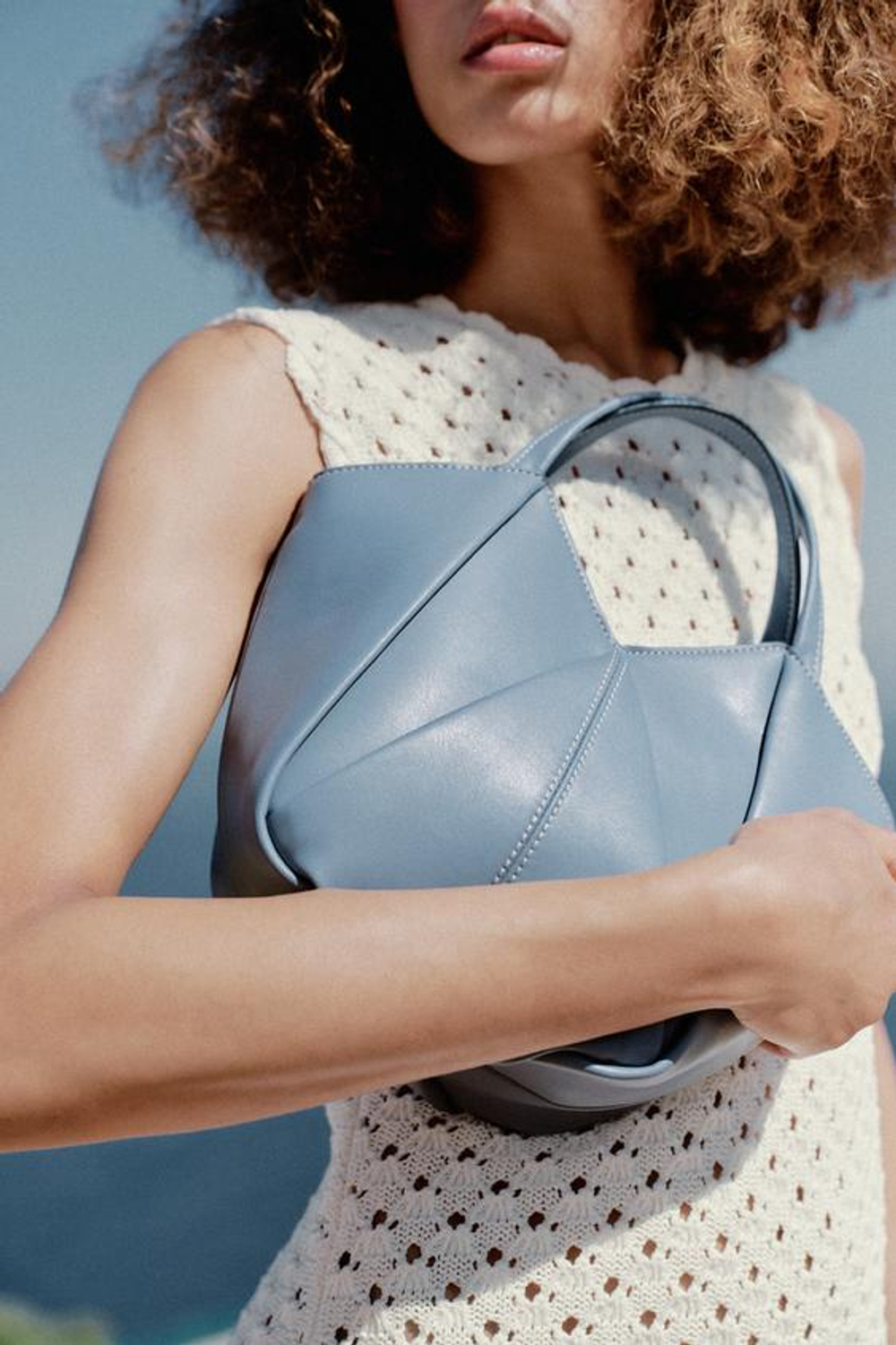 ZARA МИНИ-СУМКА-ШОПЕР, СИНИЙ