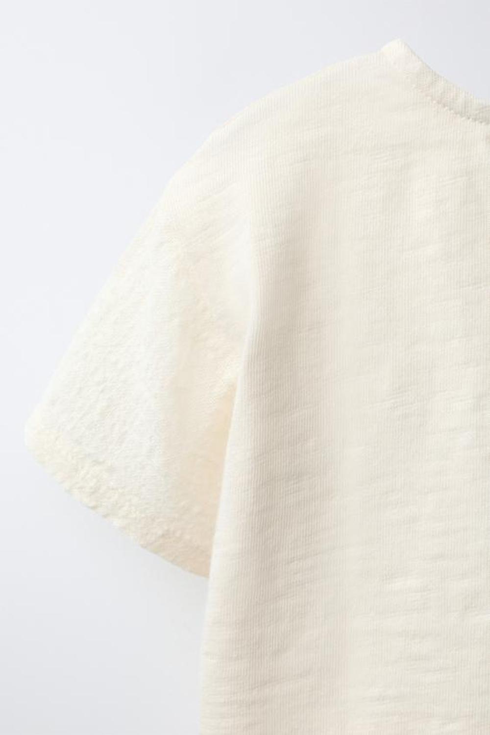 ZARA КОМБИНИРОВАННАЯ ФУТБОЛКА НА ПУГОВИЦАХ, ЭКРЮ