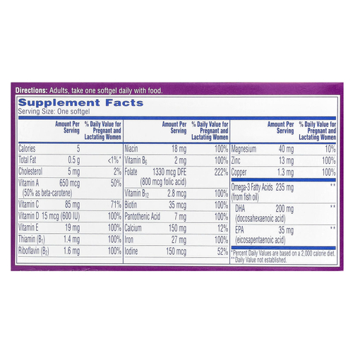 One-A-Day, Пренатальный прием 1 с фолиевой кислотой, ДГК и железом, мультивитаминная / мультиминеральная добавка, 30 мягких таблеток