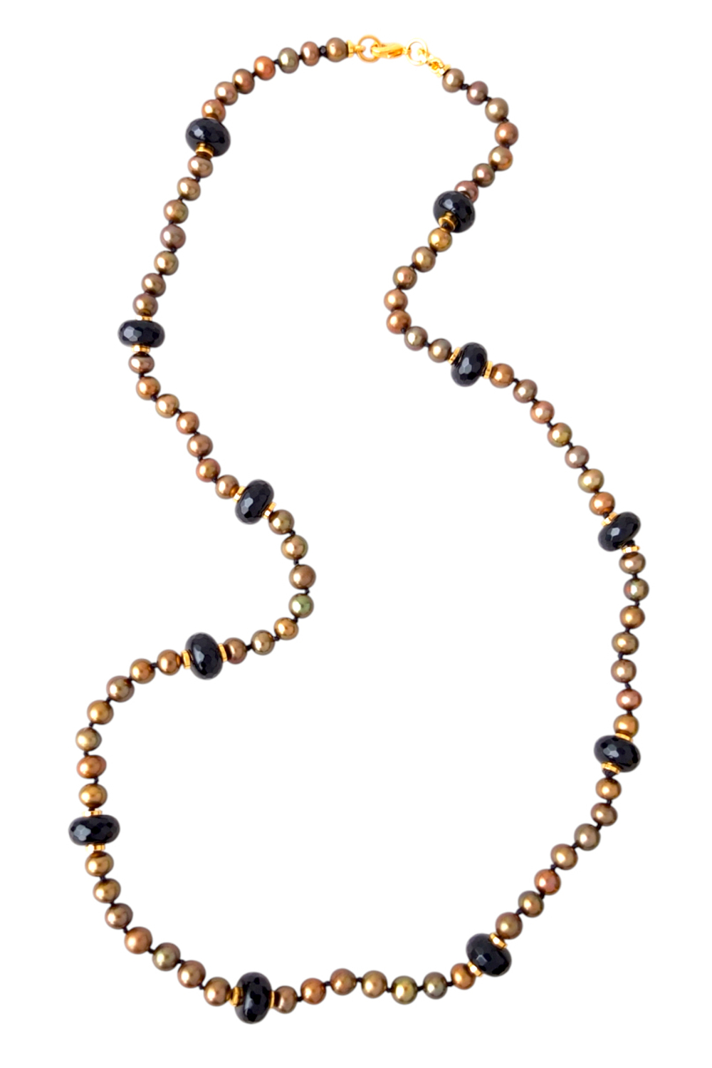 Бусы из жемчуга цвета бронзы, премиальная позолоченная фурнитура