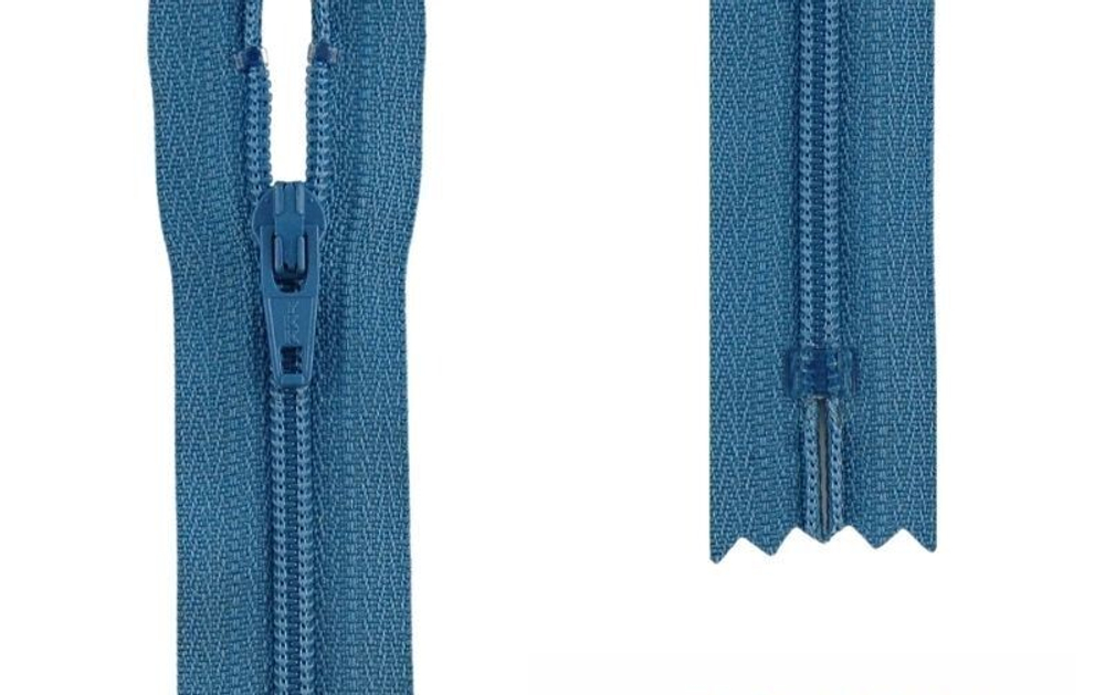 Молния витая, неразъемная YKK Тип 3 20 см, цв.голубой