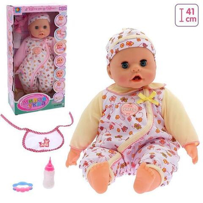 Пупс интерак. "Крошка" звук, растут зубы, двигает язык, желтый (Happy Valley)