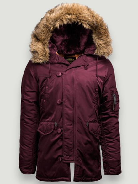 Куртка Аляска Slim Fit N-3B (бордовая - maroon/orange)