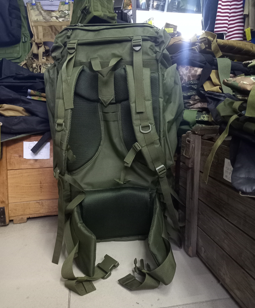 Большой каркасный тактический рюкзак (хаки-олива, 100 л)