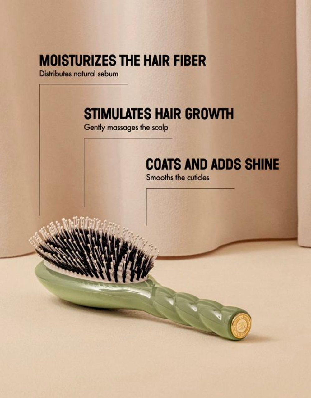 La Bonne Brosse Массажная расческа для волос N 03 Essential Sensitive Scalp Brush - Creamy White