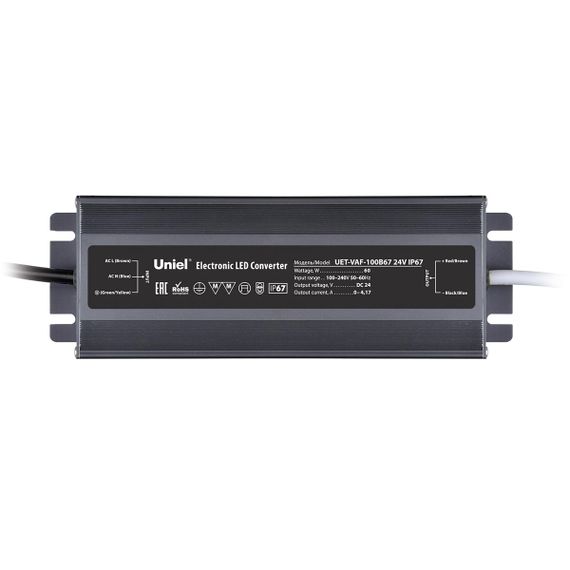 Блок питания Uniel 24V 10W IP67 4,17A UET-VAF-100B67 24V IP67 UL-00009367