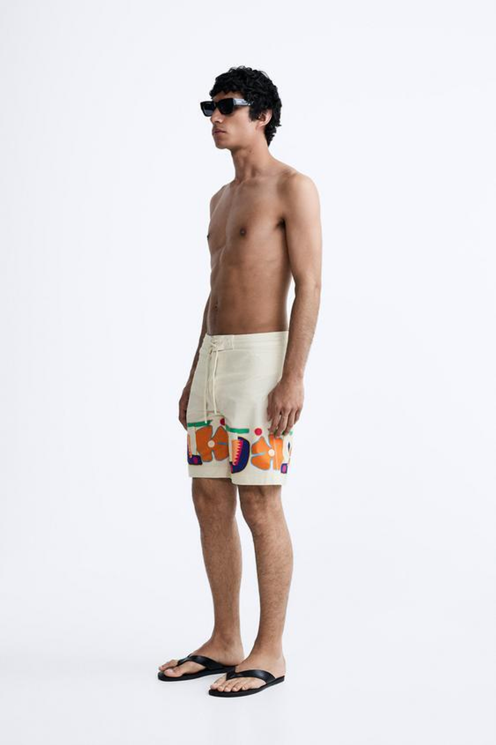 ZARA ПЛАВКИ С ЦВЕТОЧНЫМ ПРИНТОМ, ЭКРЮ