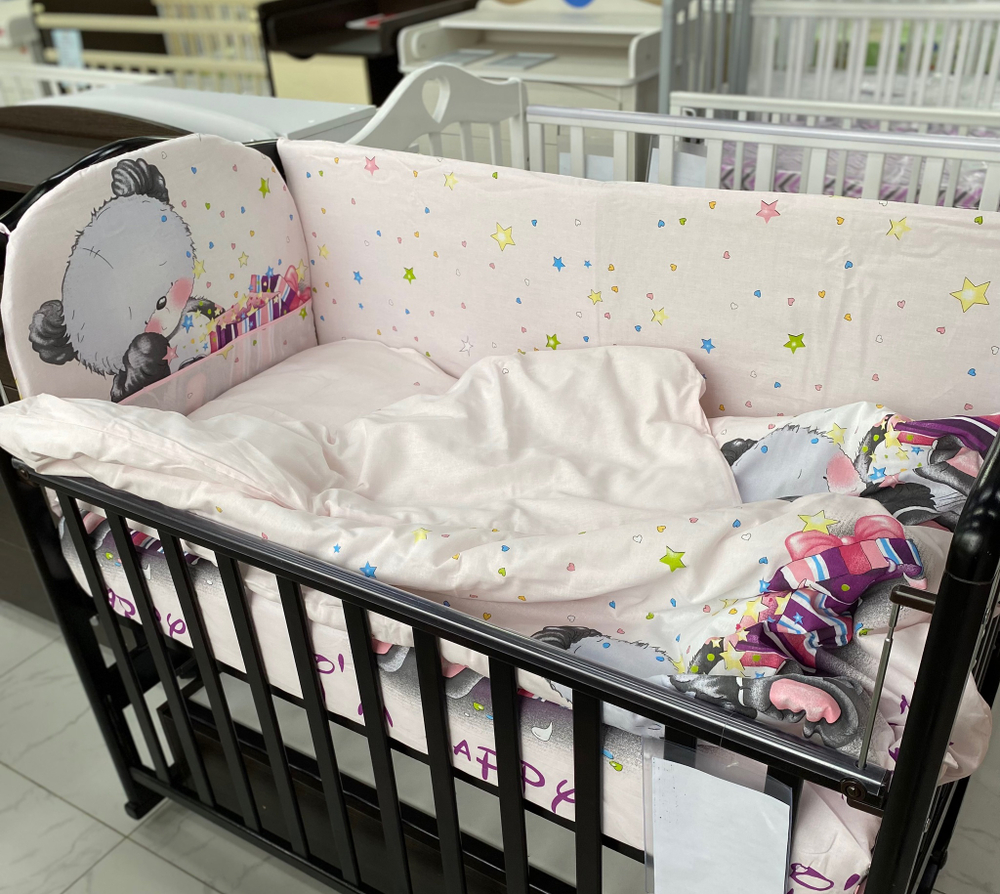 Комплект в кроватку 6-ти предметный "Счастливчик" (розовый/девочка)