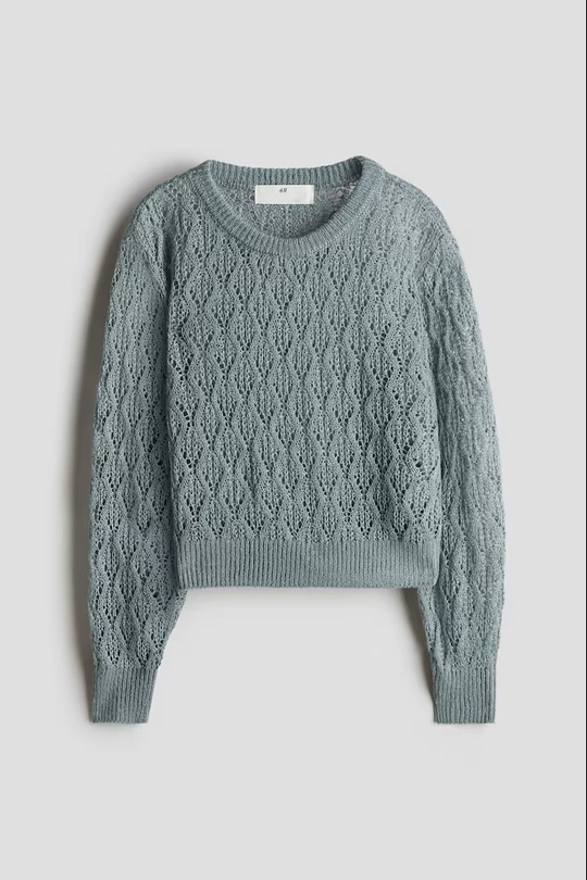 H&M Трикотажный свитер, темно-бирюзовый