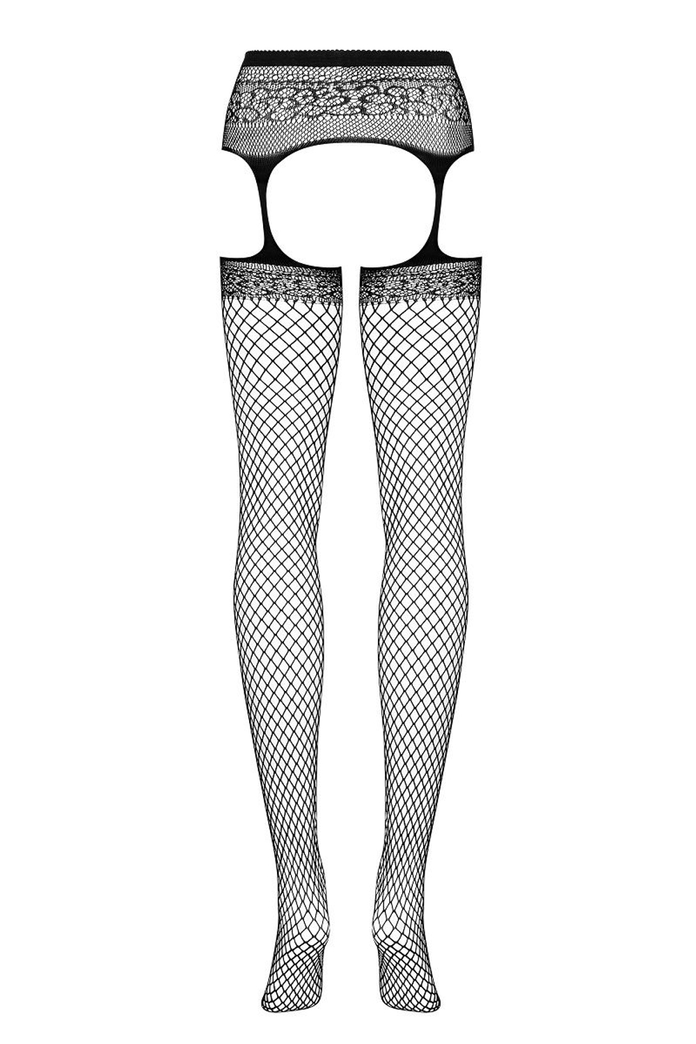 Ажурные колготки с вырезами и интимным доступом (Размер: XL-XXL) (Цвет: черный)