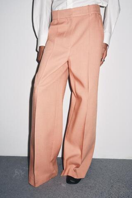 ZARA БРЮКИ В СТИЛЕ МИНИМАЛ — ZW COLLECTION, ПАСТЕЛЬНО-РОЗОВЫЙ