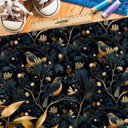 Ткань ниагара ночные птицы на ветвях