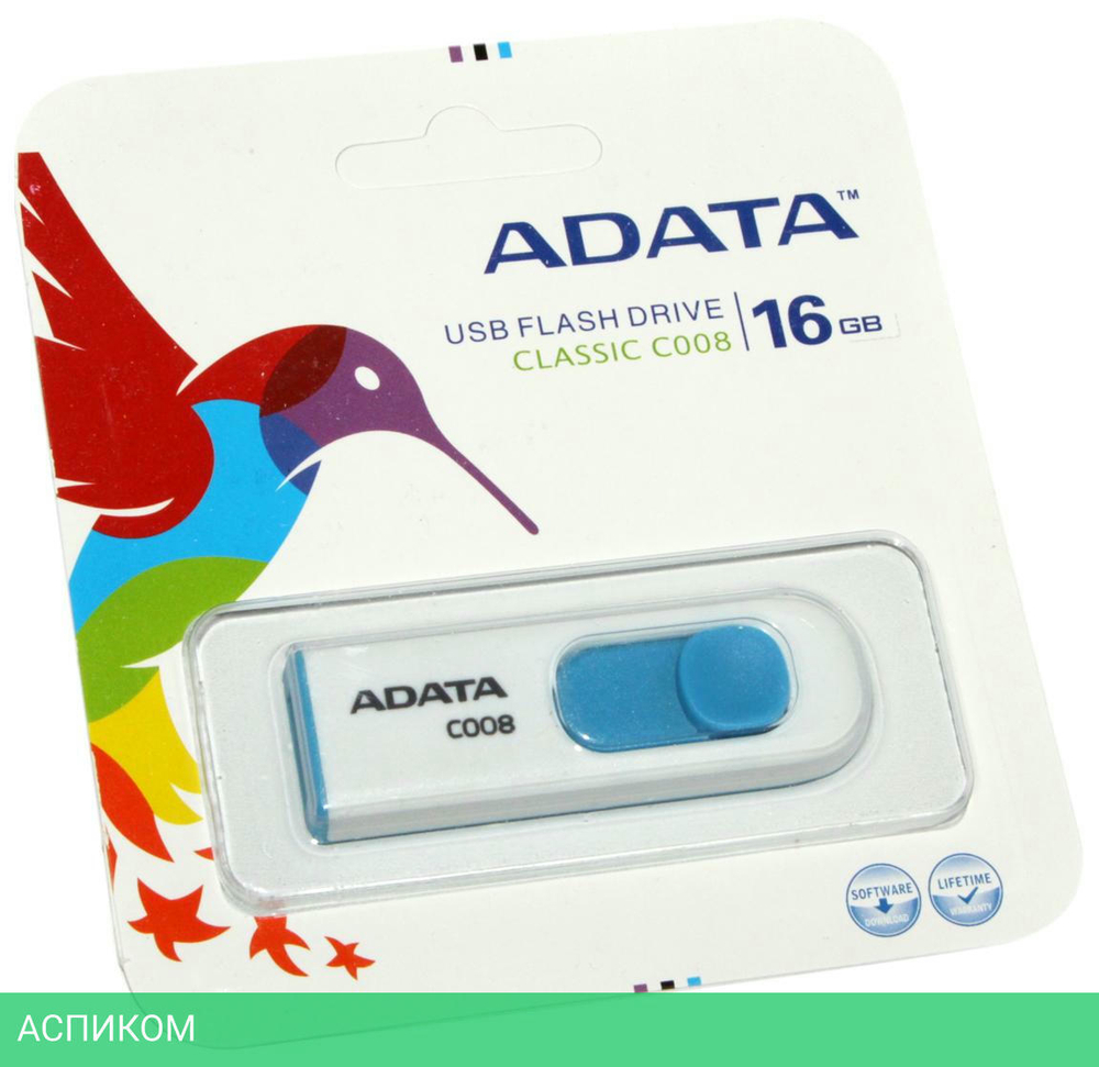 USB Flash-накопитель A-Data C008 16GB White/Blue (AC008-16G-RWE)