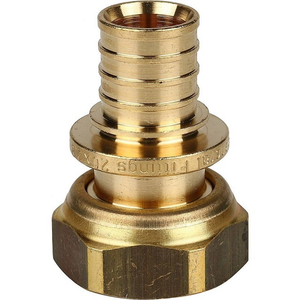 STOUT Переходник с накидной гайкой 20x3/4"(евроконус) аксиальный для труб из сшитого полиэтилена