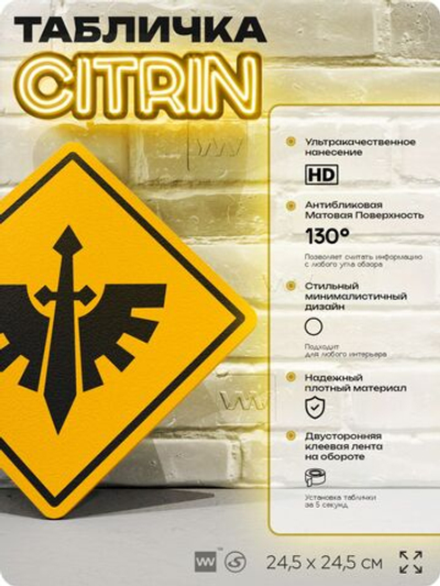 Табличка декоративная "Тёмные Ангелы, Dark Angels, Warhammer" на дверь и стену, прикольная штука в подарок геймеру, декоративный знак, 24,5х24,5 см, Айдентика Технолоджи