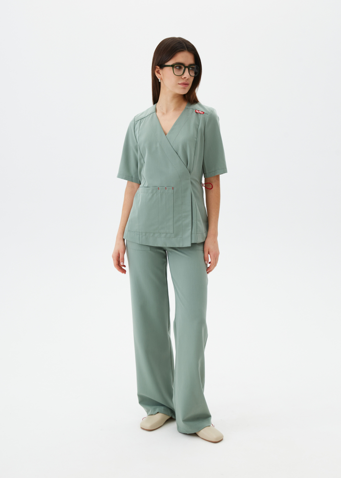 Брюки свободные медицинские женские Йошо, шалфей