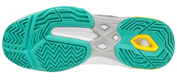Женские Кроссовки теннисные Mizuno Wave Exceed Light AC - white/turquoise/high visibility yellow