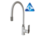Смеситель для кухни 35к MIXLINE ML33-098 "City White" гибкий излив, б/отв, боковая ручка БЕЛЫЙ/ХРОМ