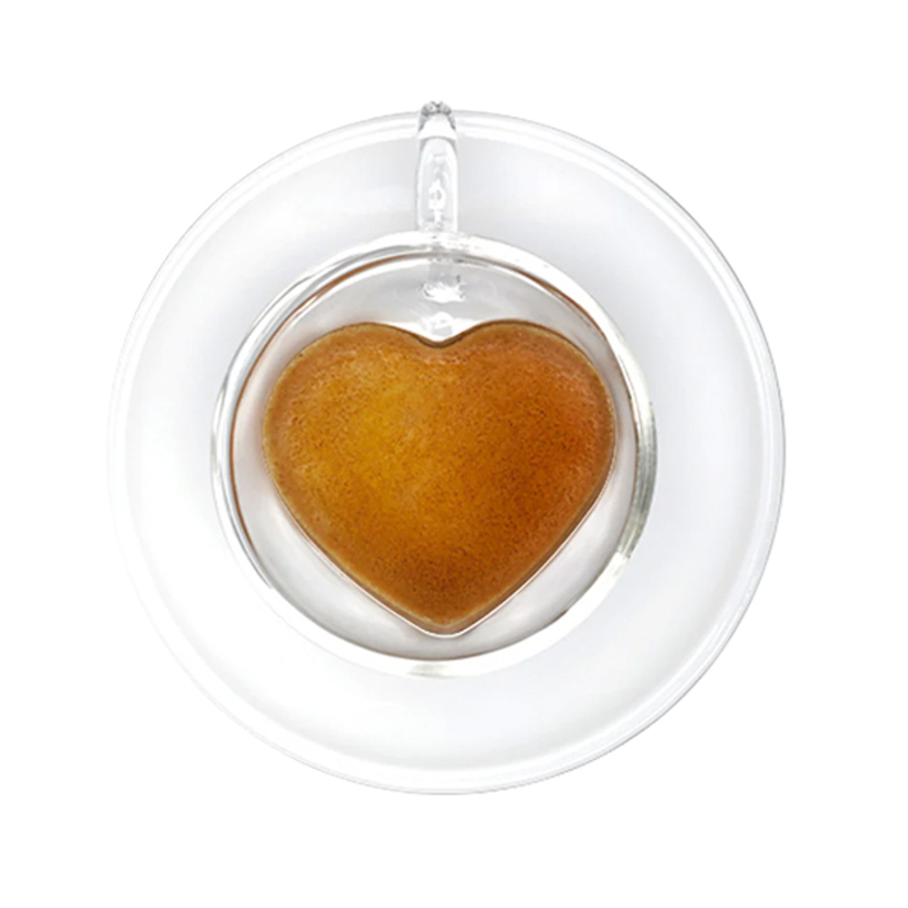 Набор чашек двойное стекло в форме сердца 50 мл.