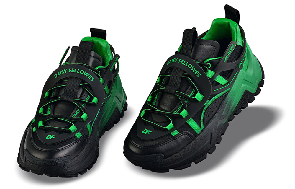 Daisy Fellowes Devil One Top Grain Cow Leather Chunky Sneakers Unisex Black Green