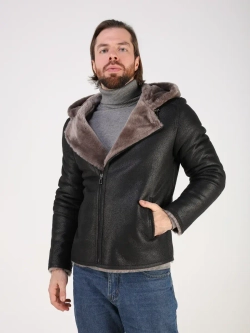 Дубленка зимняя куртка натуральная с капюшоном косуха