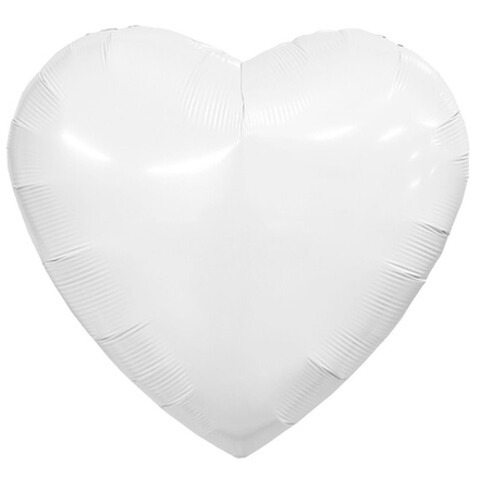 Фольгированный шар-сердце, пастель, белый, 90 см