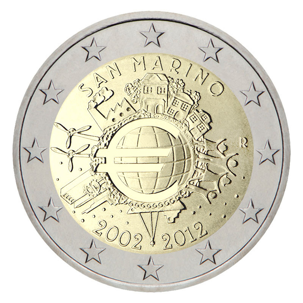 San Marino 2 Euro 2012 – 10th Anniversary of Euro Circulation (BU)