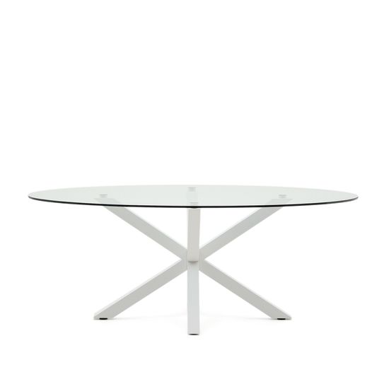 Овальный стол ARYA Argo из стекла, стальных ножек и белой отделкой 200x100