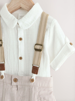 Рубашка и брюки в комплекте для мальчиков Next AR6-782, Белый, Бежевый