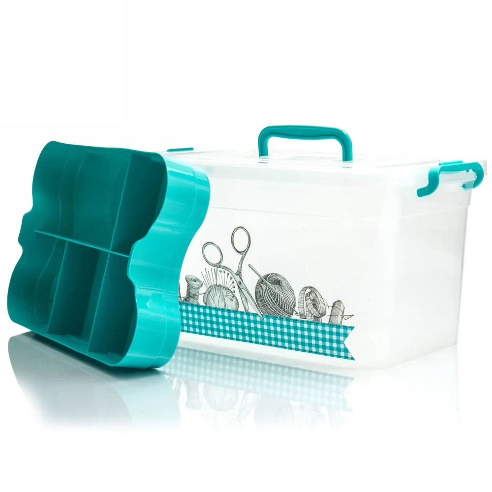 Контейнер универсальный с крышкой для хранения с вкладышем «Рукоделие» 35,5*23,5*19см, 10л