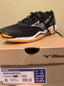 MIZUNO, WAVE PHANTOM 3, INDOOR, Black/Gold, MEN, US 11 /EUR 44,5 /UK 10 /СМ 29
